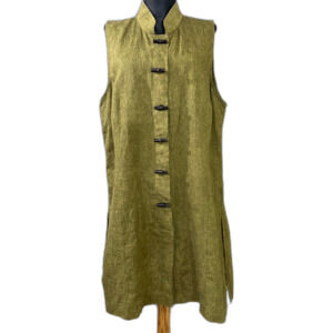 DB Life Dana Buchman Linen Tunic top Women’s 1X Green novelty buttons snaps